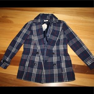 Altar'd State Navy & Red Pea Coat